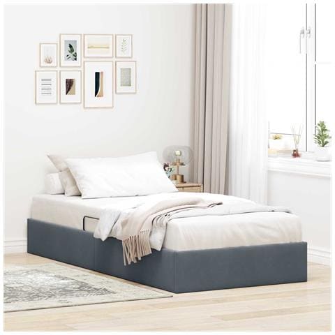 Letto con Contenitore Grigio scuro 100 x 200 cm Velluto - Foto 2