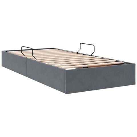 Letto con Contenitore Grigio scuro 100 x 200 cm Velluto - Foto 9