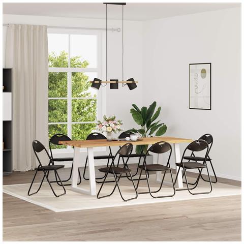 Sedia pieghevole 8 pcs Nero 48 x 43,5 x 81 cm Pelle Sintetica - Foto 2