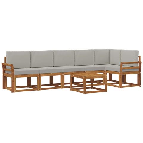 Set di divani da esterno 7 pcs Grigio Naturale e Chiaro - Foto 1