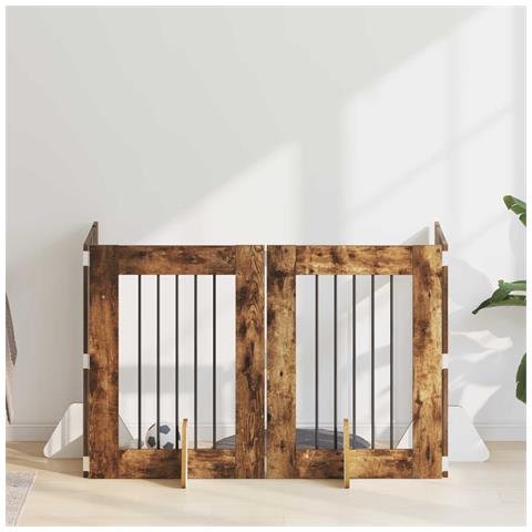 Cancello per cani con supporti 4 pcs Rovere Fumo 60 x 80 cm - Foto 2