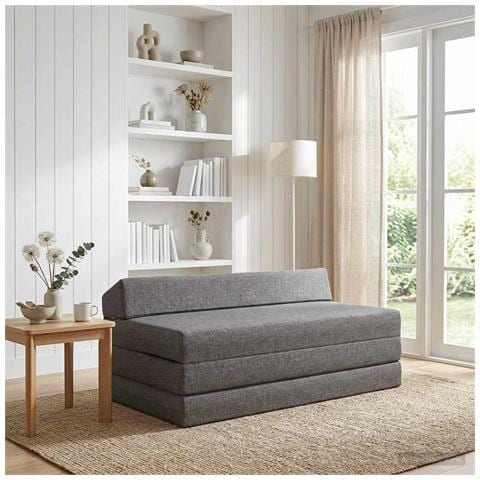 Divano Letto Pieghevole Grigio Chiaro 120 x 60 x 49 cm Tessuto - Foto 2
