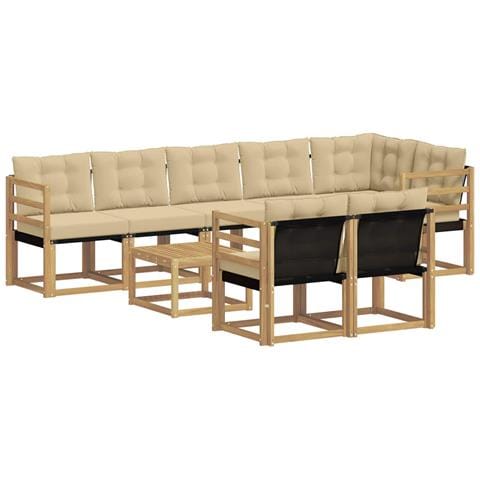 Set di divani da esterno con cuscino 9 pcs Bianco e Beige - Foto 1