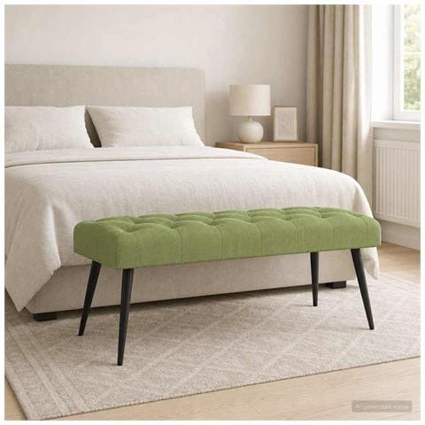 Panchina con bottoni imbottiti Verde chiaro 110 x 40 x 46 cm - Foto 2