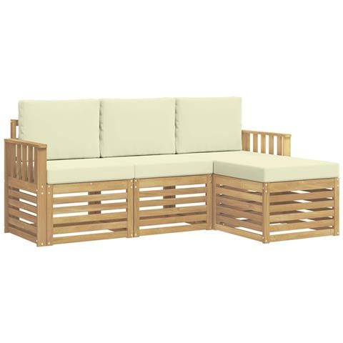 Set di divani da esterno 4 pcs Bianco e Crema - Foto 1