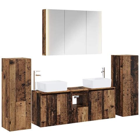 Set di mobili per il bagno 6 pcs Legno antico - Foto 1
