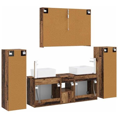 Set di mobili per il bagno 6 pcs Legno antico - Foto 9
