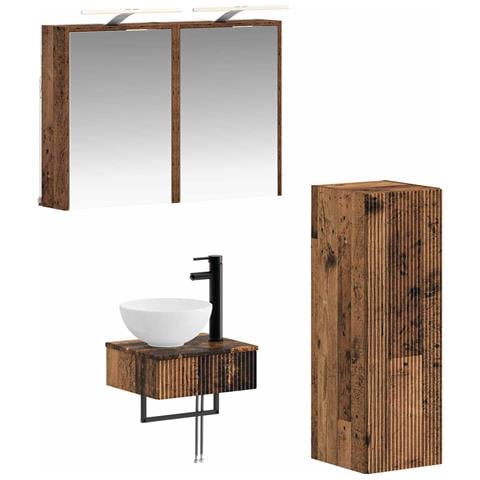 Set di Armadi da Bagno 4 pcs Legno antico 43 x 16 x 62,5 cm - Foto 1