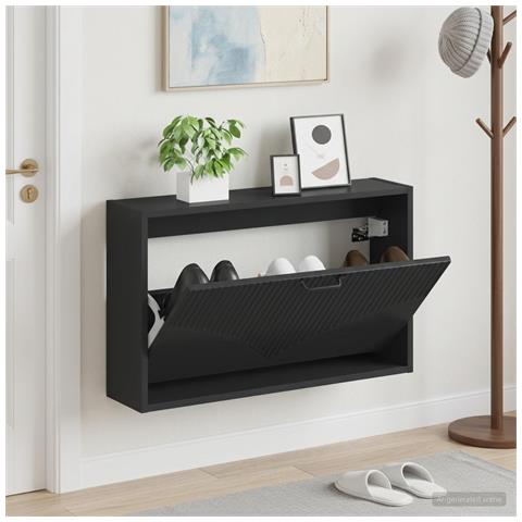 Mobiletto per Scarpe da Muro HOORN 71 x 17 x 43 cm Nero - Foto 2