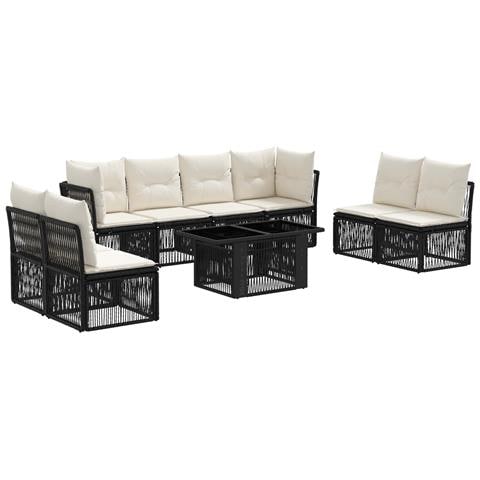 Set Divano da Giardino 9 pz Nero polyrattan - Foto 1