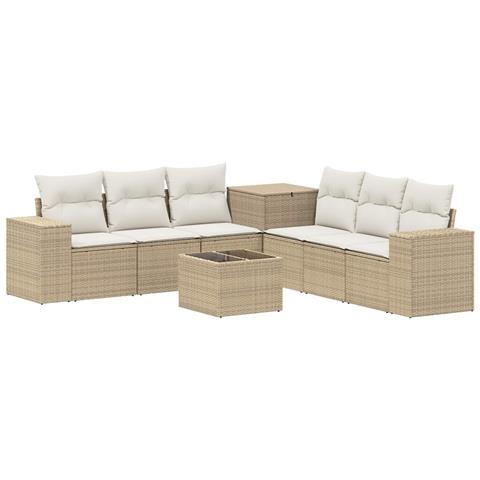 Set di divani 8 pz Beige e Bianco Crema - Foto 1