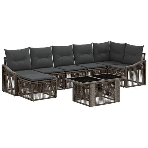 Set Divano da Giardino 8 pz Grigio e Grigio Scuro polyrattan - Foto 1