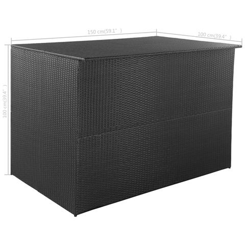 Baule da Giardino Nero 150x100x100 cm in Polyrattan - Foto 7