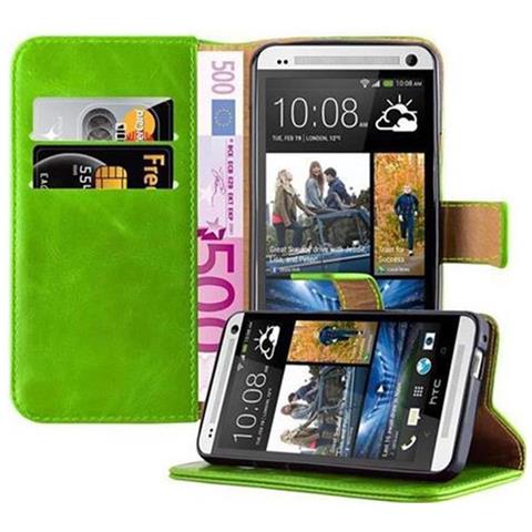 Cadorabo Custodia Compatibile Con Htc One M7 In Verde Erbe - Coperchio Protettiva Con Chiusura Magnetica, Funzione Stand E Tasca Per Le Carte - Foto 2