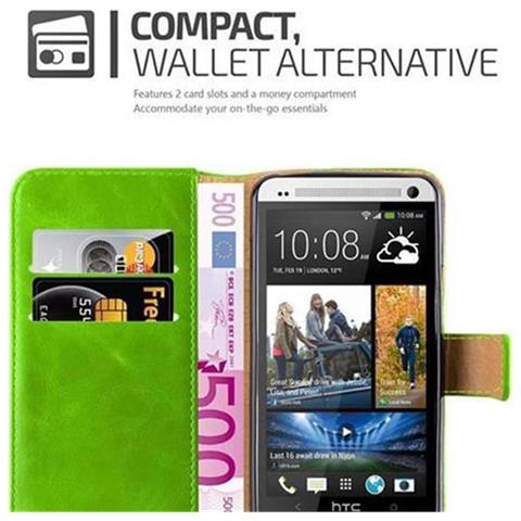 Cadorabo Custodia Compatibile Con Htc One M7 In Verde Erbe - Coperchio Protettiva Con Chiusura Magnetica, Funzione Stand E Tasca Per Le Carte - Foto 7