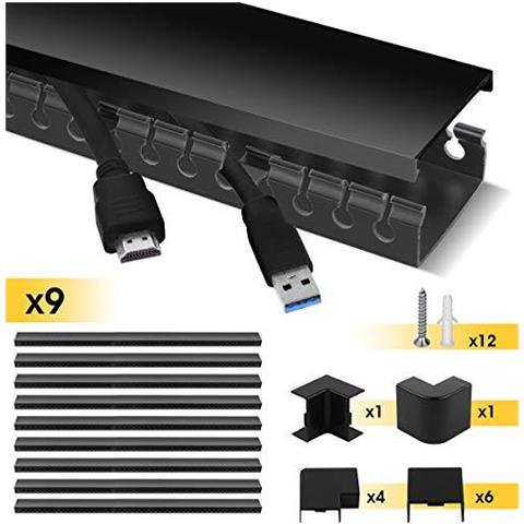 Canaline Gestione Dei Cavi Kit Sistema Open Slot Per Cavo Raceway Duct Con Coperchio On-wall Ordina Cavi Concealer Cord Organizer Per Nascondere Fili Cavi Per Televisori Computer-9x39cm 35 M Total Nero - Foto 1