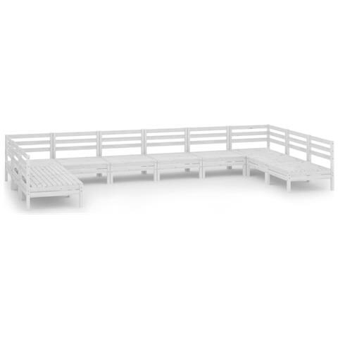 Set Divani Da Giardino 10 Pz Bianco In Legno Massello Di Pino - Foto 1