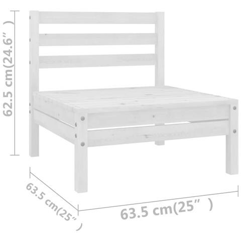 Set Divani Da Giardino 10 Pz Bianco In Legno Massello Di Pino - Foto 2