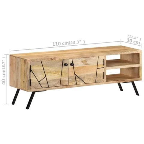 Mobile Porta Tv 110x30x40 Cm In Legno Massello Di Mango - Foto 10