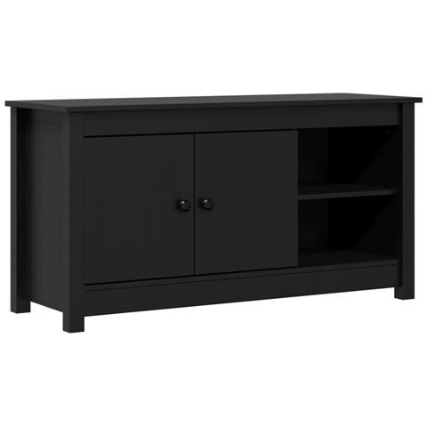 Mobile Porta Tv Nero 103x36,5x52 Cm In Legno Massello Di Pino - Foto 2