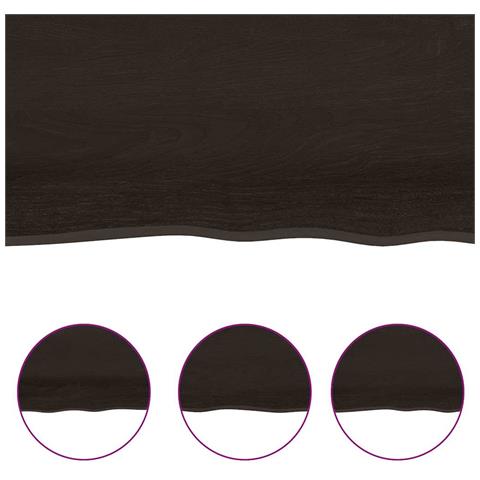 Ripiano Marrone Scuro 120x50x (2-6) cm Massello Rovere Trattato - Foto 2