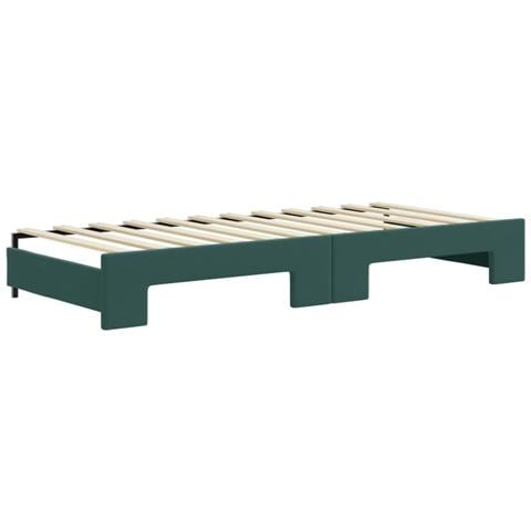 Divano Letto Estraibile Cassetti Verde Scuro 90x200cm Velluto - Foto 2