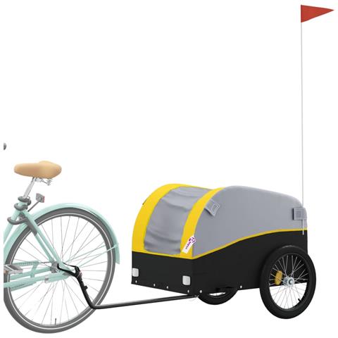 Rimorchio Da Bici Da Carico Nero E Giallo 45 Kg In Ferro - Foto 2