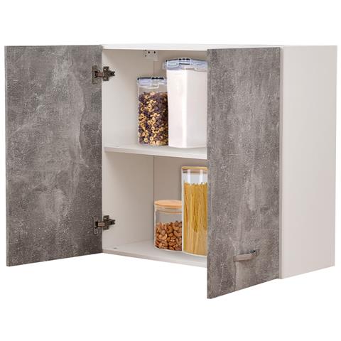 Pensile Da Cucina Armadio Sospeso Da Parete Doppia Anta Colore Grigio Cemento - Foto 2