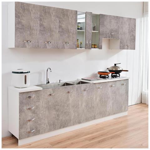 Pensile Da Cucina Armadio Sospeso Da Parete Doppia Anta Colore Grigio Cemento - Foto 5