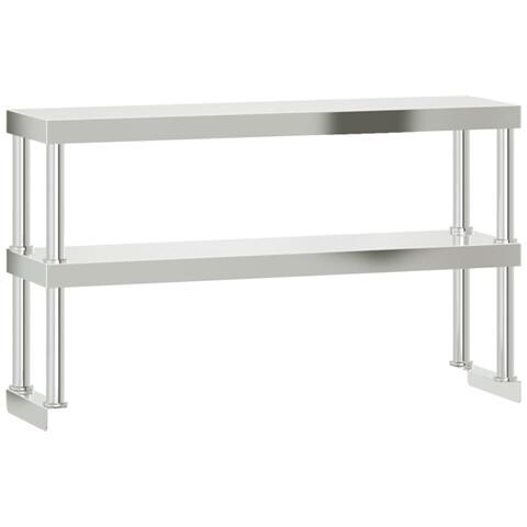 Ripiano Per Tavolo Da Lavoro 2 Piani 110x30x65 Cm Acciaio Inox - Foto 2