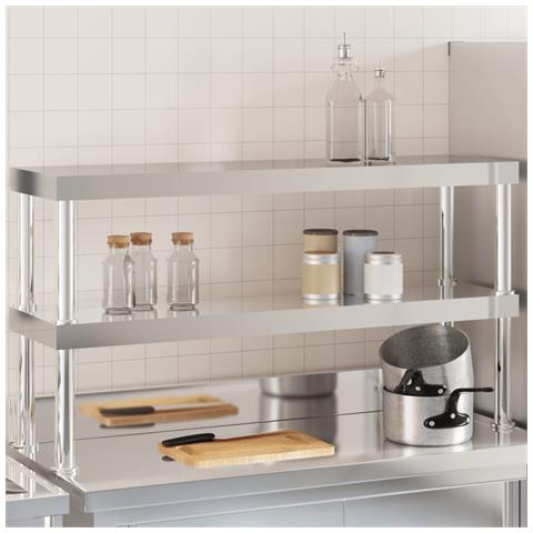 Ripiano Per Tavolo Da Lavoro 2 Piani 110x30x65 Cm Acciaio Inox - Foto 1