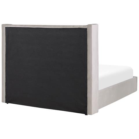 Letto Matrimoniale Contenitore Velluto Grigio Chiaro 160 X 200 Cm Lubbon - Foto 8
