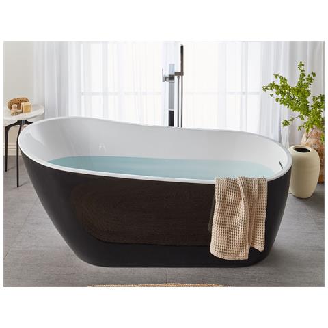 Vasca Da Bagno Freestanding Solarte 170 X 78 Cm Nero /bianco - Foto 1