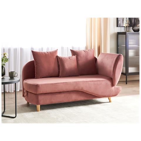 Chaise Longue Versione Destra Meri Velluto Rosa Con Contenitore - Foto 1