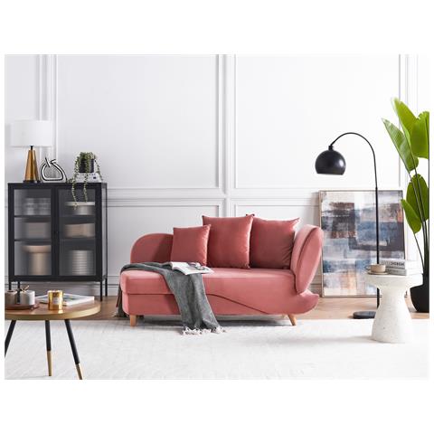 Chaise Longue Versione Destra Meri Velluto Rosa Con Contenitore - Foto 7