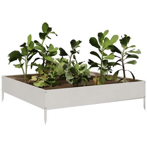 Fioriera Rialzata da Giardino 100x100x26 cm in Acciaio Inox - Foto 2