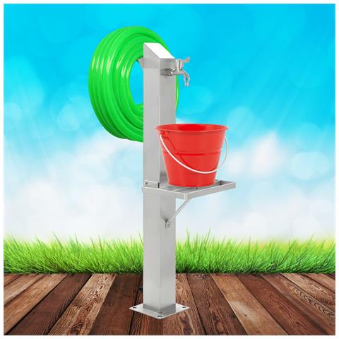 Fontana Da Giardino A Colonna Esterno Magnolia Acciaio Inox Spazzolato H 95 Cm - Foto 2