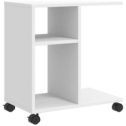 Tavolino Con Ruote Bianco 50x30x55 Cm In Legno Multistrato - Foto 1