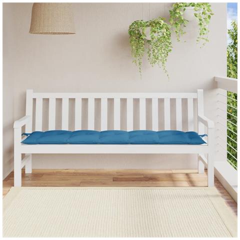 Cuscino Panca Da Giardino Blu Mélange 180x50x7 Cm In Tessuto - Foto 3