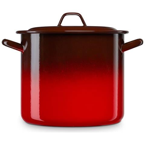 Ignea Pentola Induzione 26 Cm, Casseruola 11l Con Coperchio Acciaio Smaltato Vintage Rosso - Foto 1