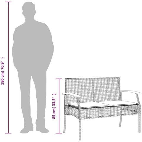 Panca da Giardino con Cuscino Beige Polyrattan e Legno Acacia - Foto 10
