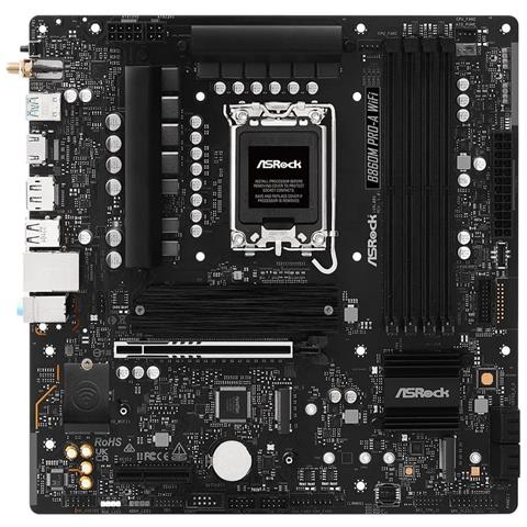 B860m Pro-a Wifi - Motherboard - Micro Atx - Lga1851-sockel - B860 Chipsatz - Usb-c 3.2 Gen 2x2, Usb-c 3.2 Gen 1, Usb 3.2 Gen 1 - 2.5 Gigabit Lan - Onboard-grafik (cpu Erforderlich) (90-mxbrs0-a0uayz) - Foto 1