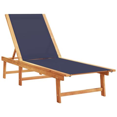 Lettini Prendisole 2 Pz Blu Legno Massello Acacia E Textilene - Foto 3