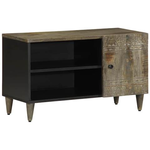 Mobile Porta Tv Grigio Chiaro 80x31,5x46 Cm In Legno Mango - Foto 1