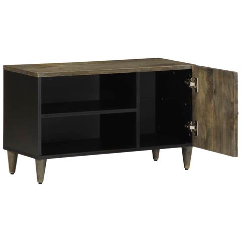 Mobile Porta Tv Grigio Chiaro 80x31,5x46 Cm In Legno Mango - Foto 3