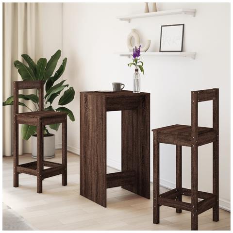 Tavolo Da Bar Rovere Marrone 51x50x103,5 Cm In Truciolato - Foto 3