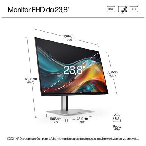 Monitor 23.8" LCD IPS Serie 7 Pro 724PF Full HD 1920x1080 Pixel Tempo di Risposta 5 ms - Foto 7