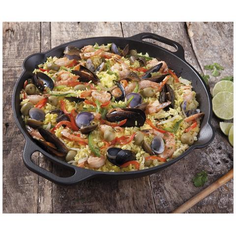 31947 Padella Per Paella In Ghisa Smaltata Induzione Da 33 Cm, Fuoco, Barbecue, Forno Nero - Foto 6