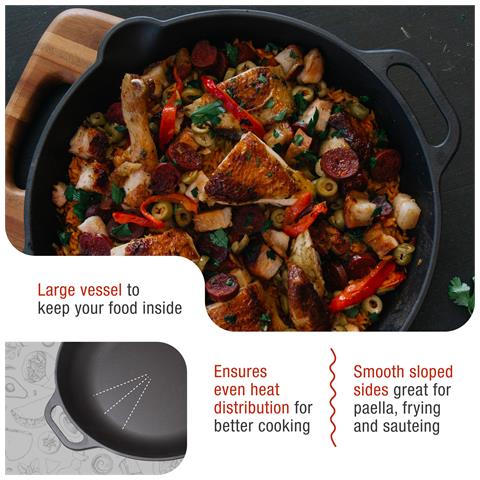 31947 Padella Per Paella In Ghisa Smaltata Induzione Da 33 Cm, Fuoco, Barbecue, Forno Nero - Foto 1