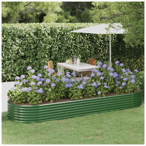 Letto Giardino Acciaio Verniciato A Polvere 322x100x36 Cm Verde - Foto 6